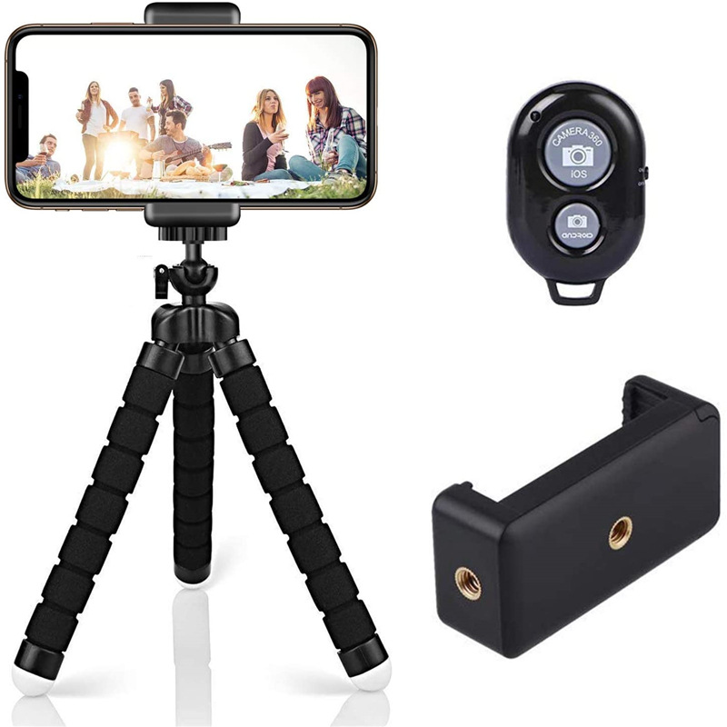 Mobile Phone Tripod Flexible Sponge Tablet Stand Holder with Clip and Wireless Remote For Smartphone Vlogging Travel Live Small Digital Camera Recorde