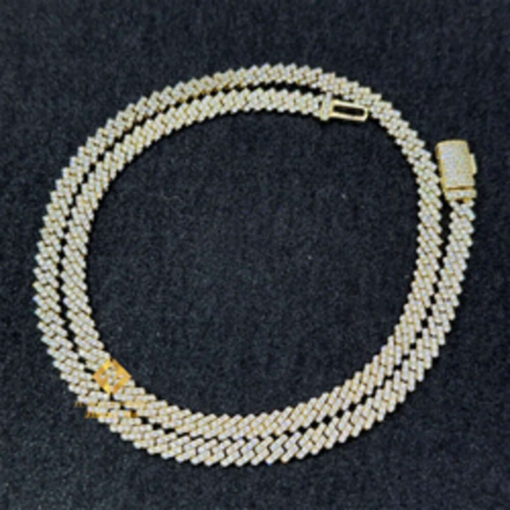 Pass Tester Hip Hop Iced Out 5mm Width One Row Sterg Sier d Vvs Moissanite Dia Cuban k Chain Necklace