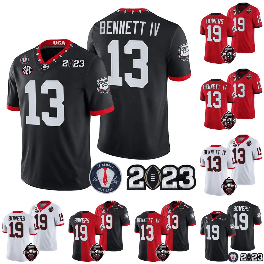 UGA Georgia Football Jerseys 2023 National Champions Jersey Stetson Bennett IV Milton Kenny McIntosh Edwards Ladd McConkey Mitchell Starks Bowers