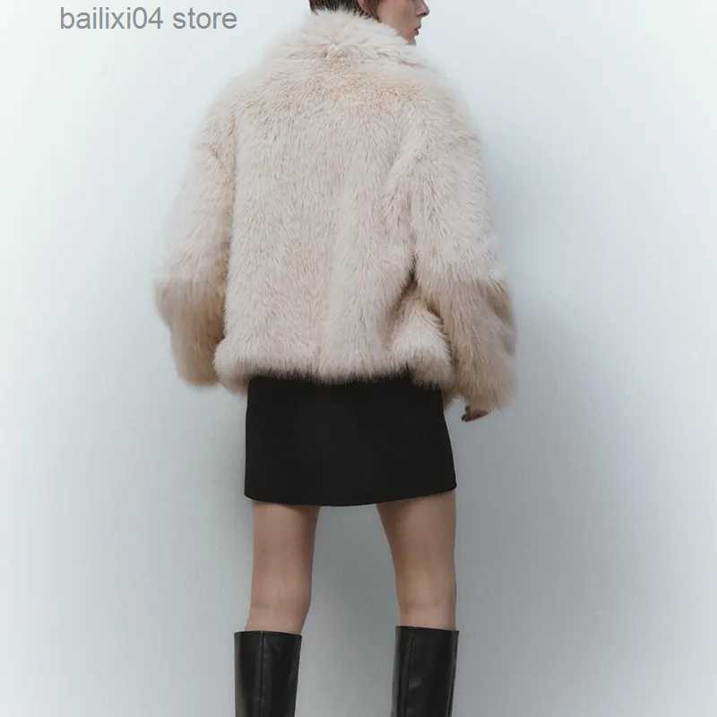 Fur Faux Women's Fur Chic Ins Blogger Brand Fashion Fake Fur Jacket Coat Women 2023 Winter Luxury Design Big Collar Fur Coats Cool Girls Overcoat