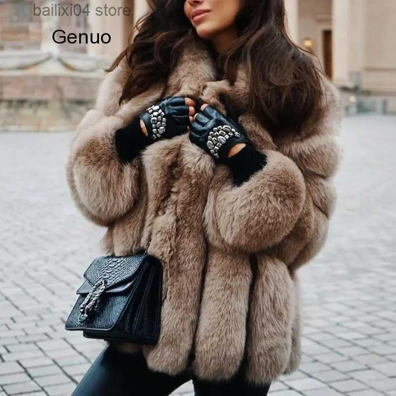 Women's Fur Faux Fur High Quality Fur Coat Women Clothes Faux Fur Overcoat Thicken Warm Long Coats Female New Autumn Winter Outwear T231003