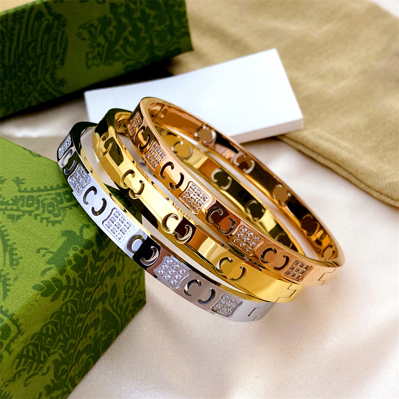 New Designer bracelet 18K gold Rosegold silver bangle for fashion women diamond Charm bracelet jewelry gift