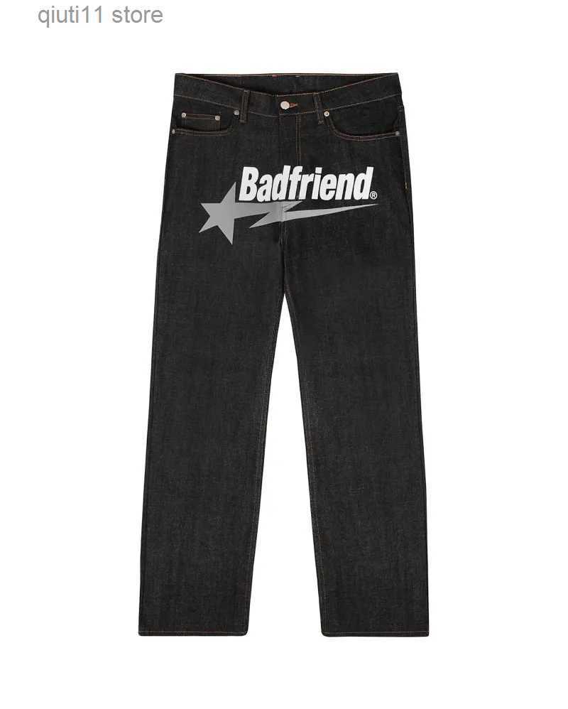 Men's Jeans Y2k jeans Baggy HipHop Bad Friend Letter Printed baggy Pants 2023 New Harajuku fashion punk rock pants Streetwear wide leg jeans T231