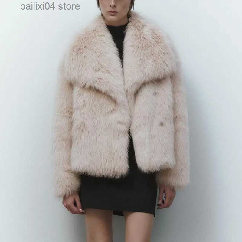 Fur Faux Women's Fur Chic Ins Blogger Brand Fashion Fake Fur Jacket Coat Women 2023 Winter Luxury Design Big Collar Fur Coats Cool Girls Overcoat