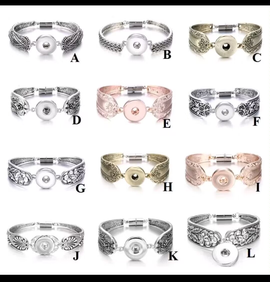 Ancient Silver 18mm snap button magnet Bracelet snaps buttons Bracelets Jewelry for women men