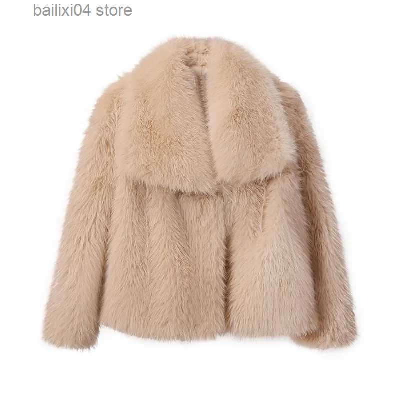Fur Faux Women's Fur Chic Ins Blogger Brand Fashion Fake Fur Jacket Coat Women 2023 Winter Luxury Design Big Collar Fur Coats Cool Girls Overcoat