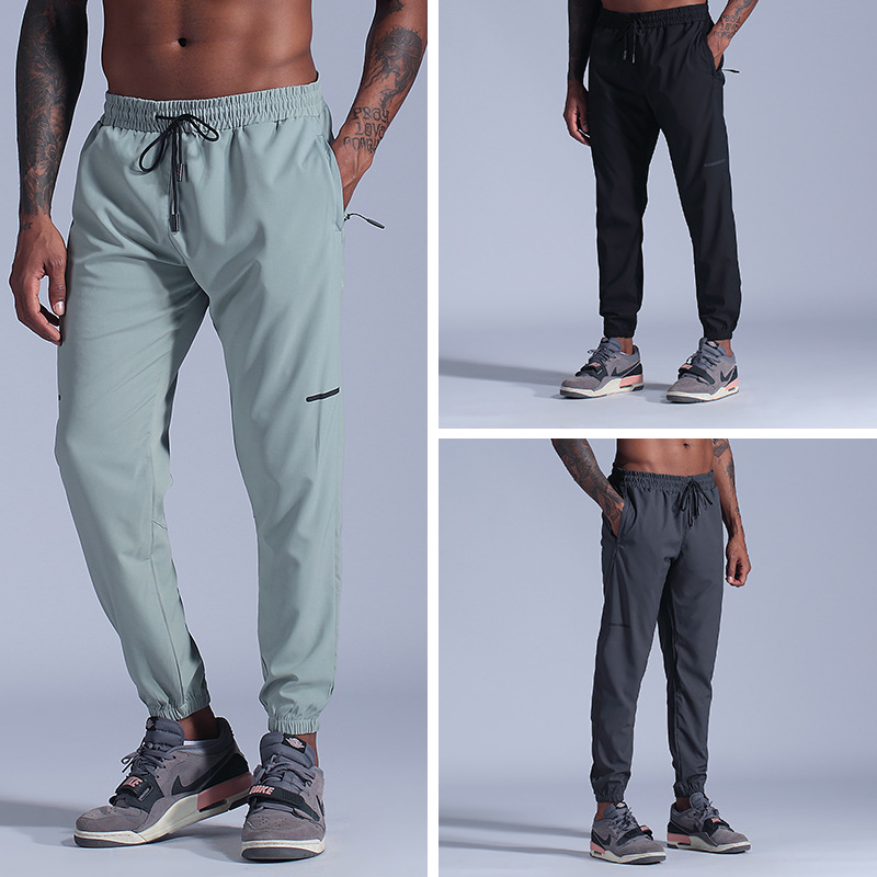 Mens Jogger Long Pants Sport Yoga Outfit Quick Dry Drawstring Gym Pockets Sweatpants Trousers Mens Casual Elastic Waist Fitness