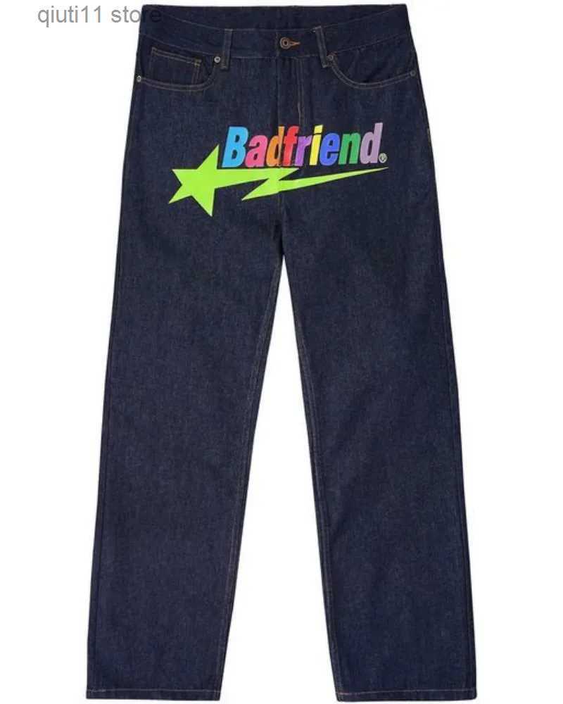Men's Jeans Y2k jeans Baggy HipHop Bad Friend Letter Printed baggy Pants 2023 New Harajuku fashion punk rock pants Streetwear wide leg jeans T231