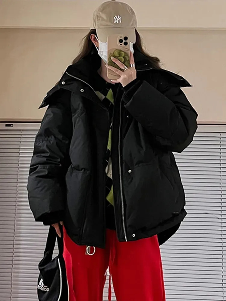 Women s Down Parkas Gery Cotton Jacket Women Hooded 2023 Winter Padded Coat Thick Warm Love Embroidery Loose Puffer Female Snow Outwear 231005