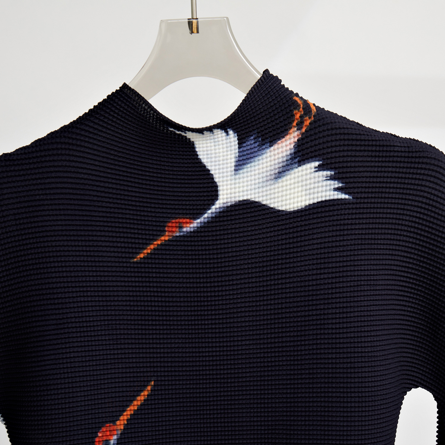 Two Piece Dress Runway Print Pleated Two Pieces Set Women Turtleneck Long Sleeves Slim Tops High Waist Elegant Skirts Female Clothes Summer 2024