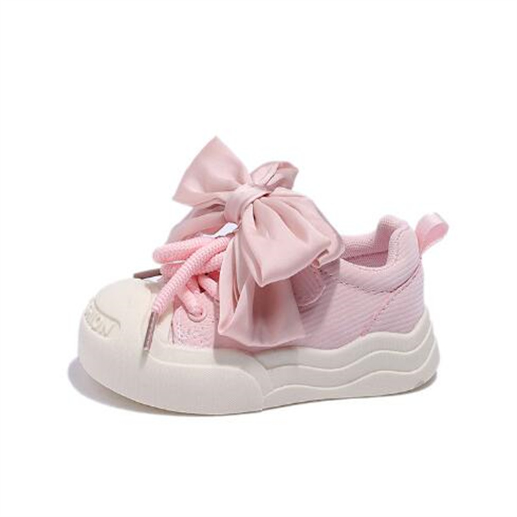 Athletic Outdoor Autumn New Style Kids Athletic Shoe Cute Bow Girl Baby Sneakers Outdoor Children Sports Shoes White Skateboarding Shoes H241223