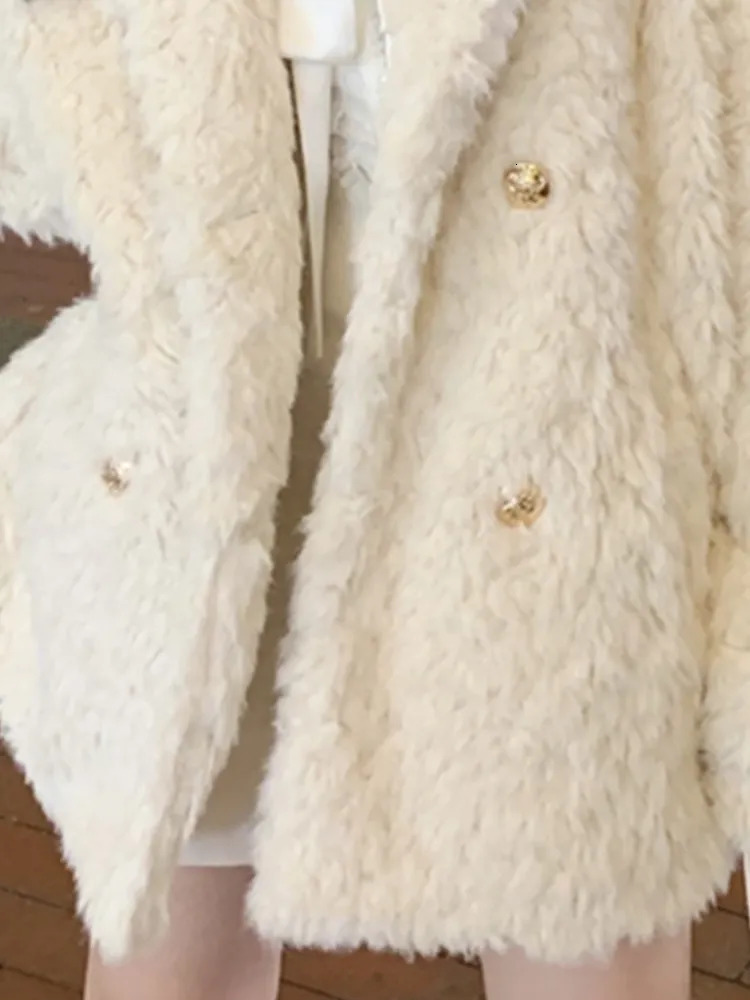 Women's Fur Faux Fur Lautaro Winter Mid Length Warm Thick Soft Fluffy Faux Fur Coat Women Lapel Long Sleeve Loose Casual Korean Style Fashion 231