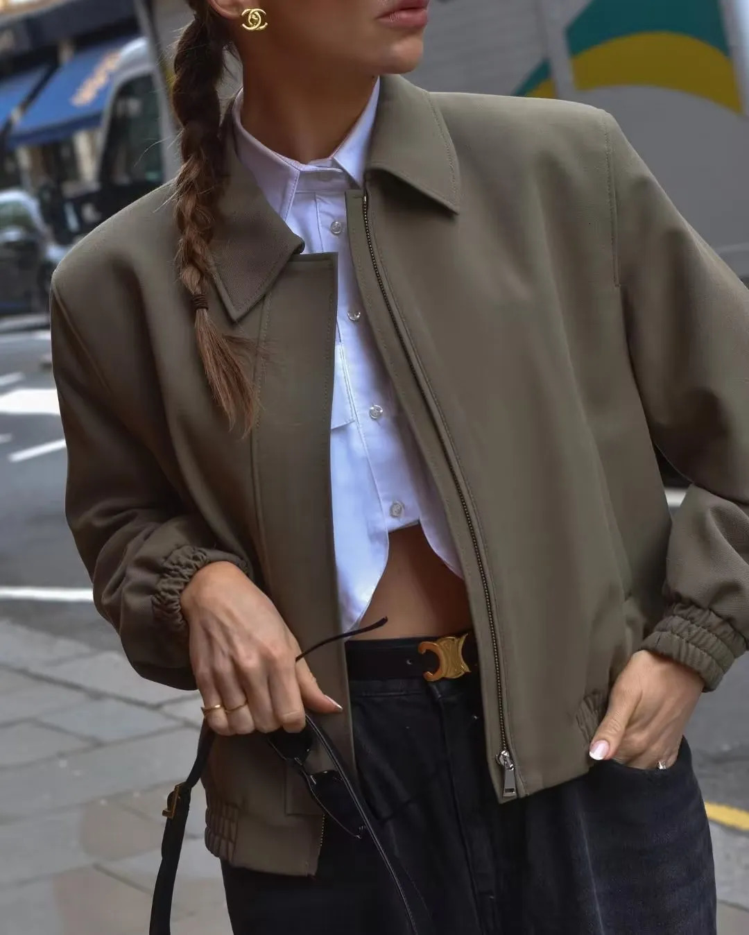 Women s Down Parkas SLTNX Fashion Bomber Jackets for Women 2023 Autumn Coats Female Chic Long Sleeve Casual Jacket Ladies with Pocket Outerwear 231005