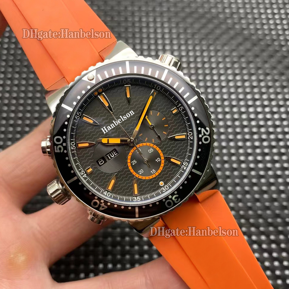 Croona Di Orologio Da Uomo A Sinistra Croona Di Orologio Da 46 Mm Rotazione Cornice Sportiva Arancione Cronometro Cronografo Cronografo In Quarzo Or-image