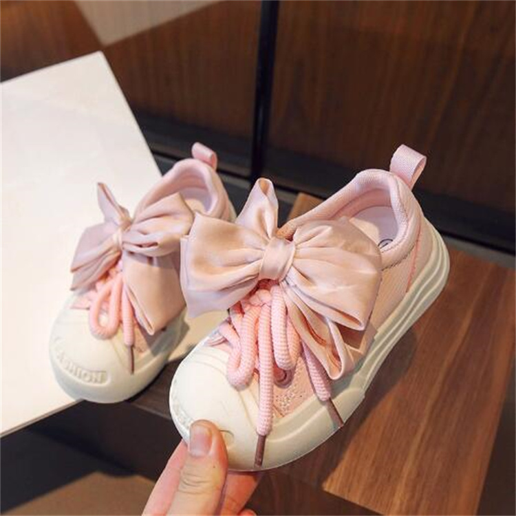 Athletic Outdoor Autumn New Style Kids Athletic Shoe Cute Bow Girl Baby Sneakers Outdoor Children Sports Shoes White Skateboarding Shoes H241223