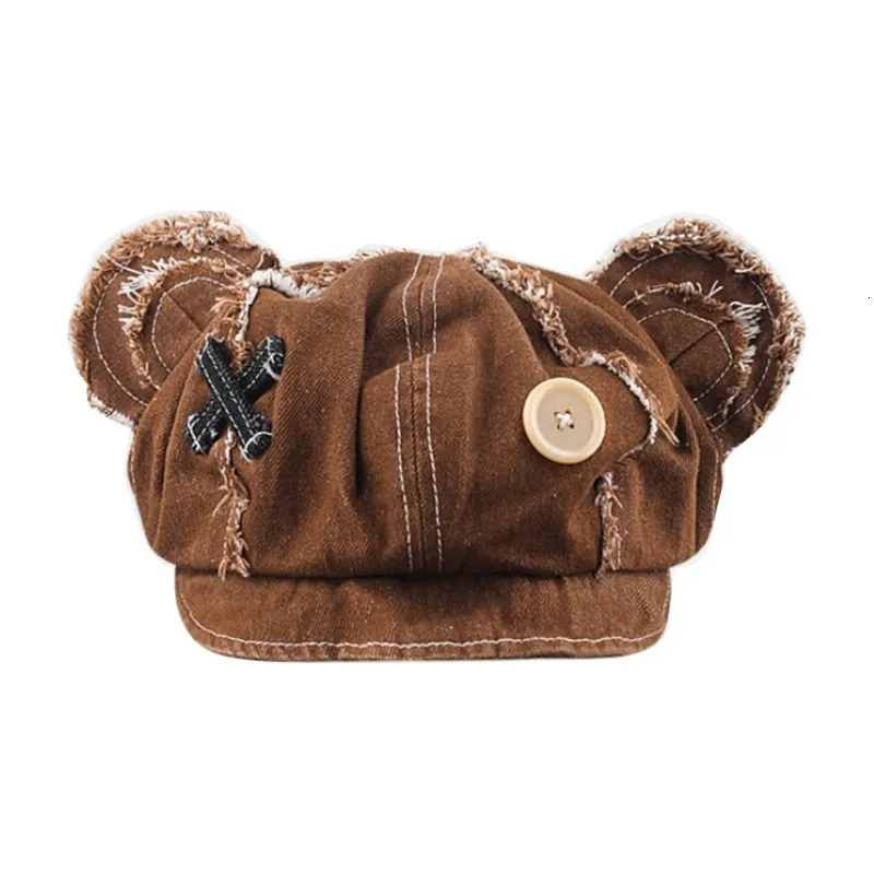 Berets Adult Bear Ear Cap Outdoor Sunproof French Hat Fashion 231005