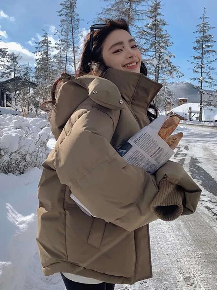 Women s Down Parkas Gery Cotton Jacket Women Hooded 2023 Winter Padded Coat Thick Warm Love Embroidery Loose Puffer Female Snow Outwear 231005