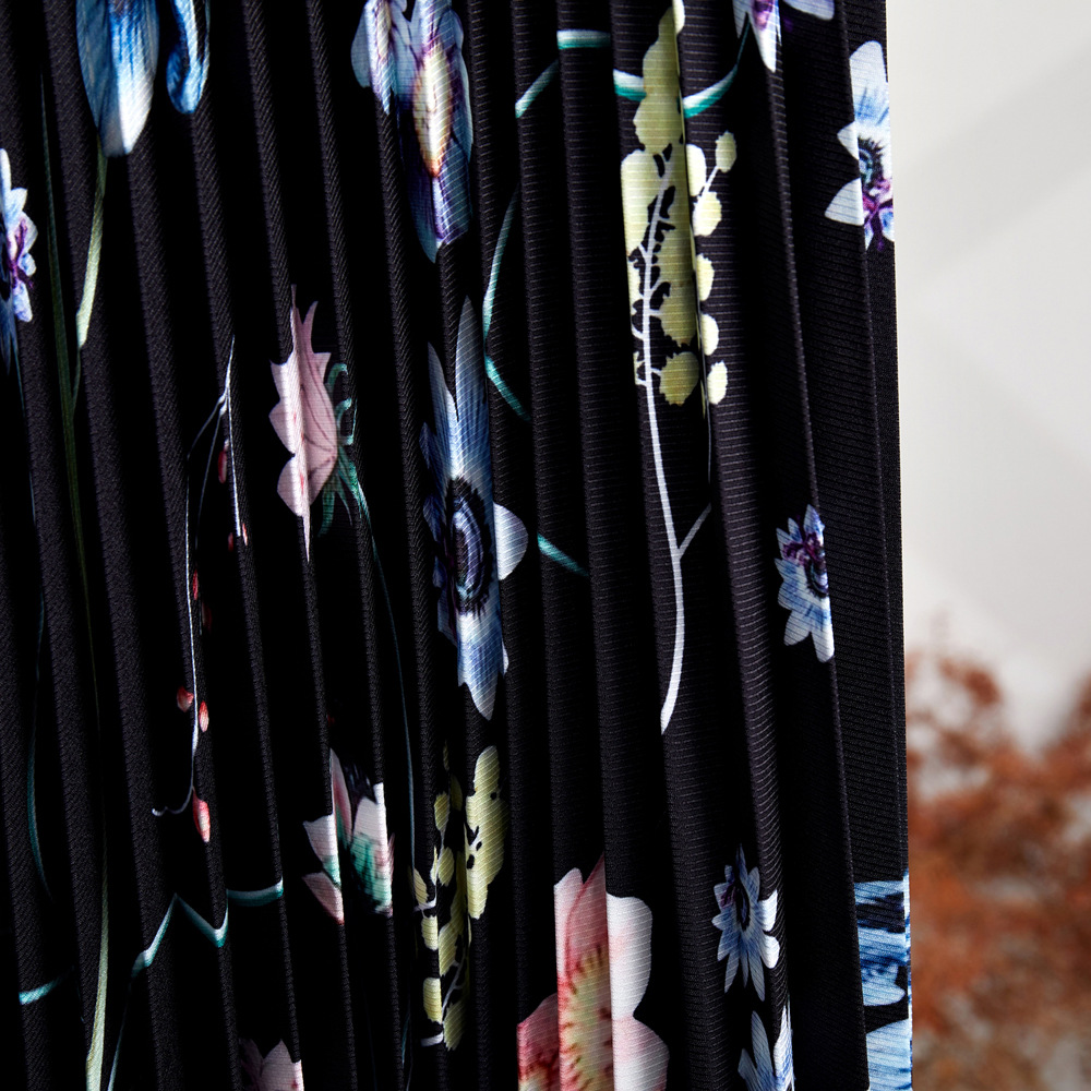 Two Piece Dress Spring Autumn Runway 2 Pieces Sets Women's Turtleneck Flower Print Stretch Pullover Top Long Pleated Skirt Suit Female Outfits 20