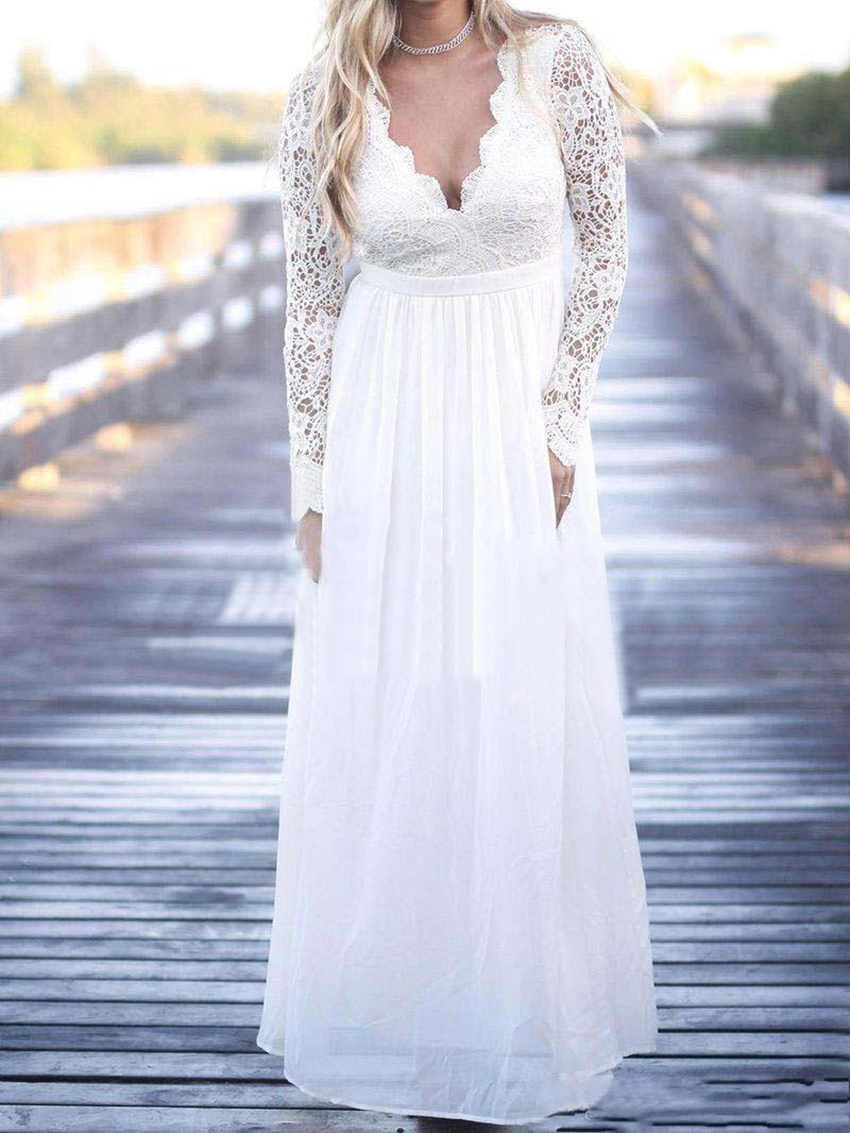 Country Long Sleeve Lace Bridesmaid Dresses 2023 Hollow Back Chiffon Long Wedding Guest Gowns Maid of Honor Dress Plus Size