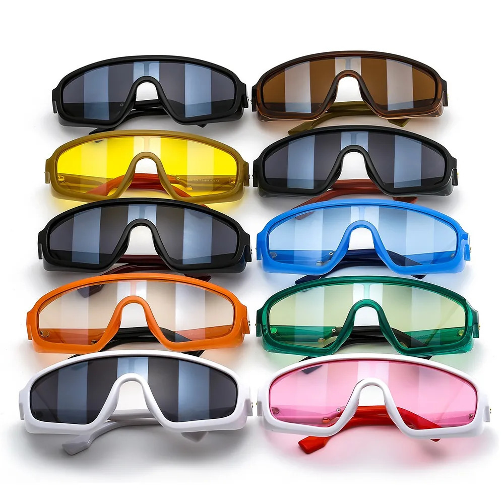 Sunglasses Frames Fashion Shield Visor Mask Women Men Oversized Windproof Sun Glasses One Peice Big Frame Goggles Shades Sport UV400 231005