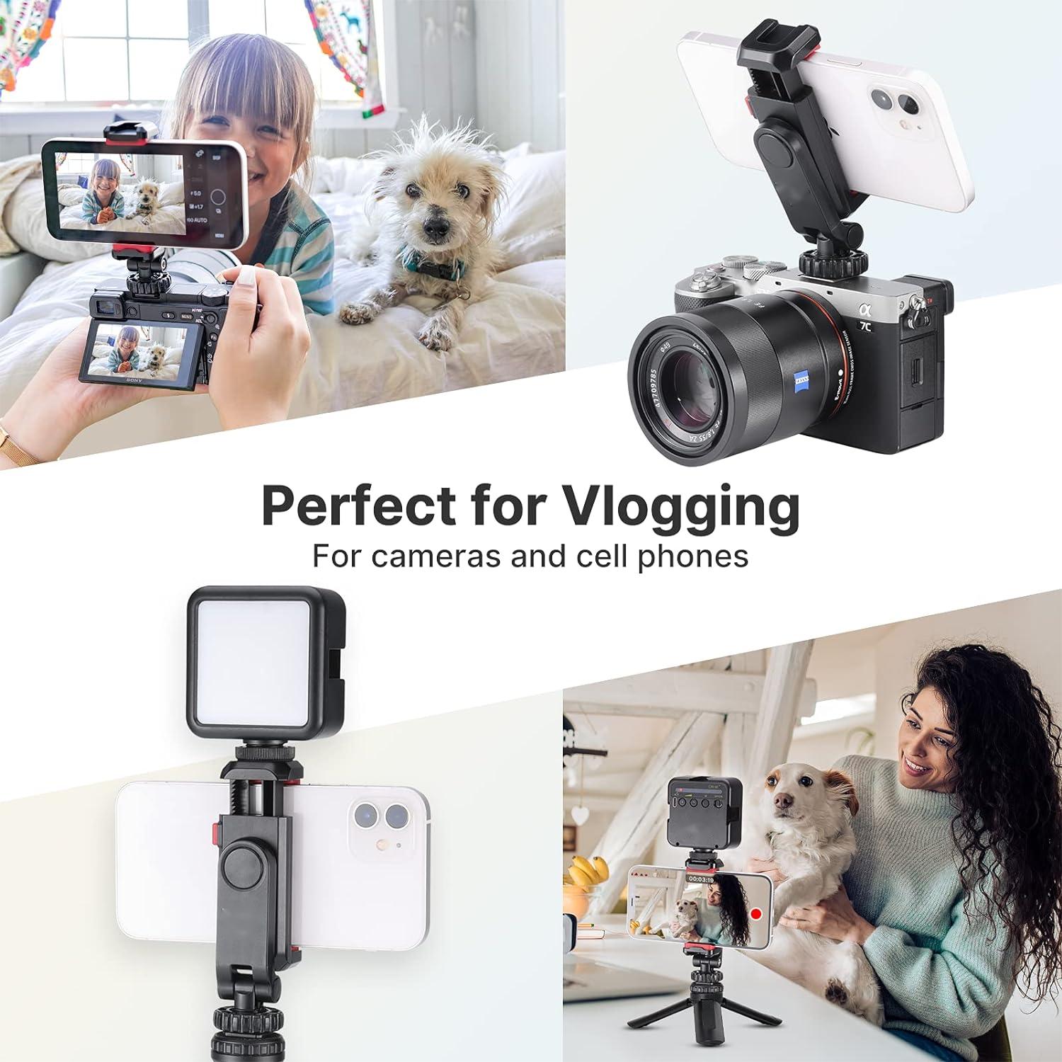 Camera Hot Shoe Phone Holder Clamp ST-06 Flexible Tripod Stand Mount Adapter 360 Rotates Adjustable Clip Selfie Stick Monopod Support for Micro Cell P
