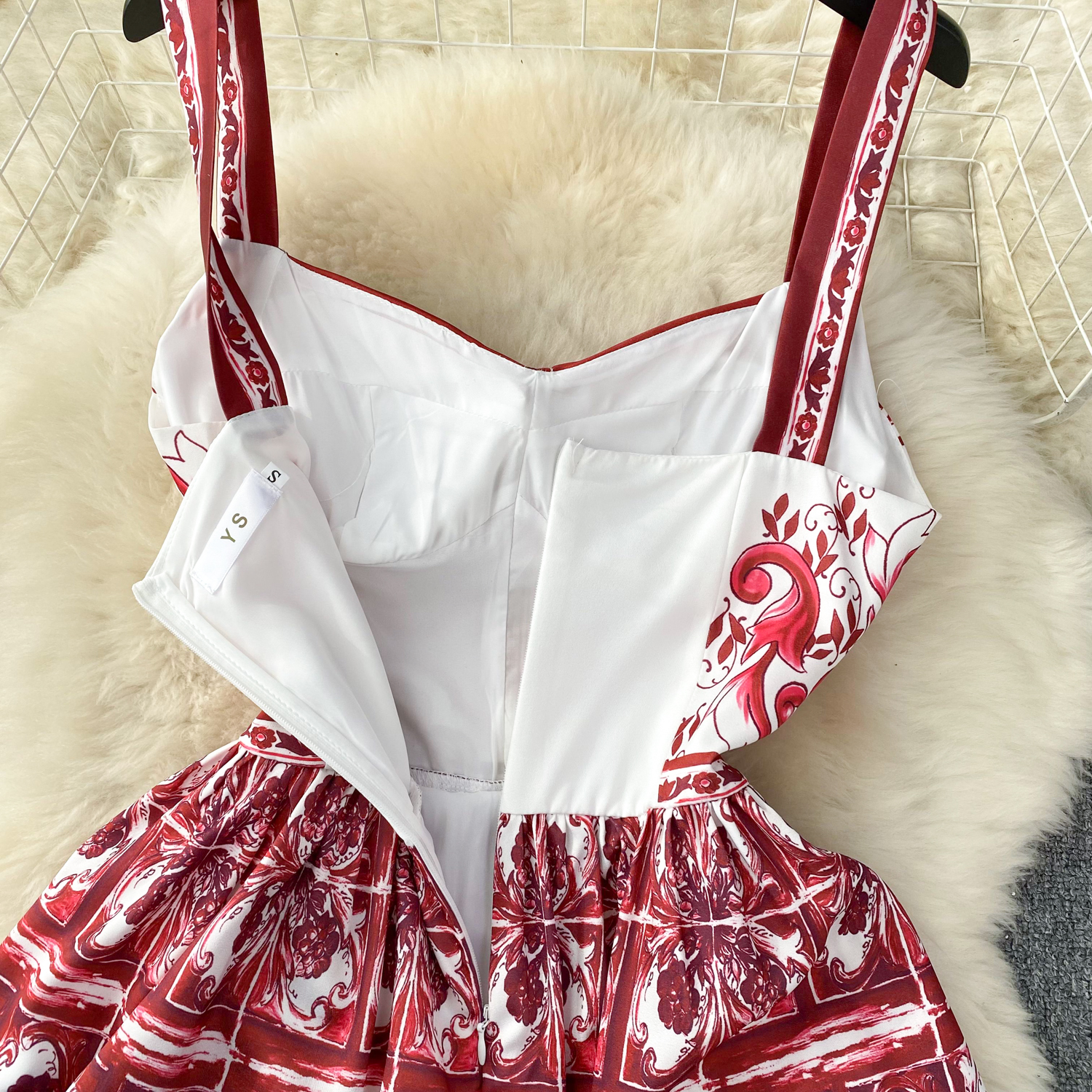 dress basic casual dresses summer holiday porcelain print short dress women vneck spaghetti strap cup padded zipper back mini vestidos designer dress