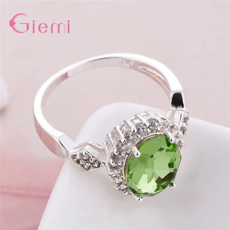 Wedding Rings 925 Sterling Silver Engagement Ring Section Rotation Curve Style Cubic Zircon For Women Girl 231005