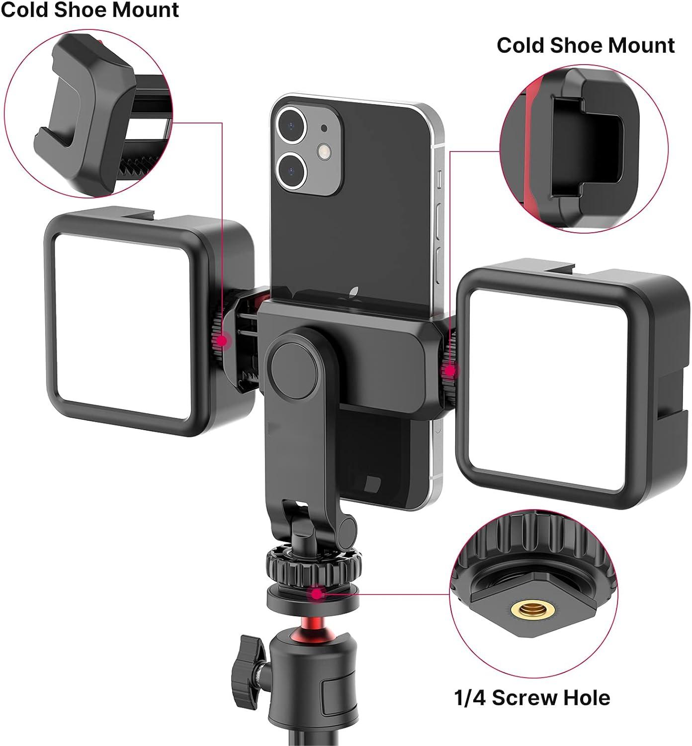 Camera Hot Shoe Phone Holder Clamp ST-06 Flexible Tripod Stand Mount Adapter 360 Rotates Adjustable Clip Selfie Stick Monopod Support for Micro Cell P