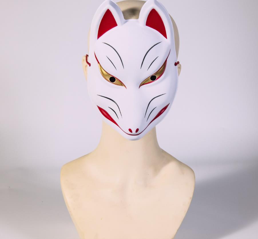 Kabuki Masquerade Masks Japanese Performance Carnival Kitsune Full Face Fox Masks Halloween Anime Face Covers Costume Accessories