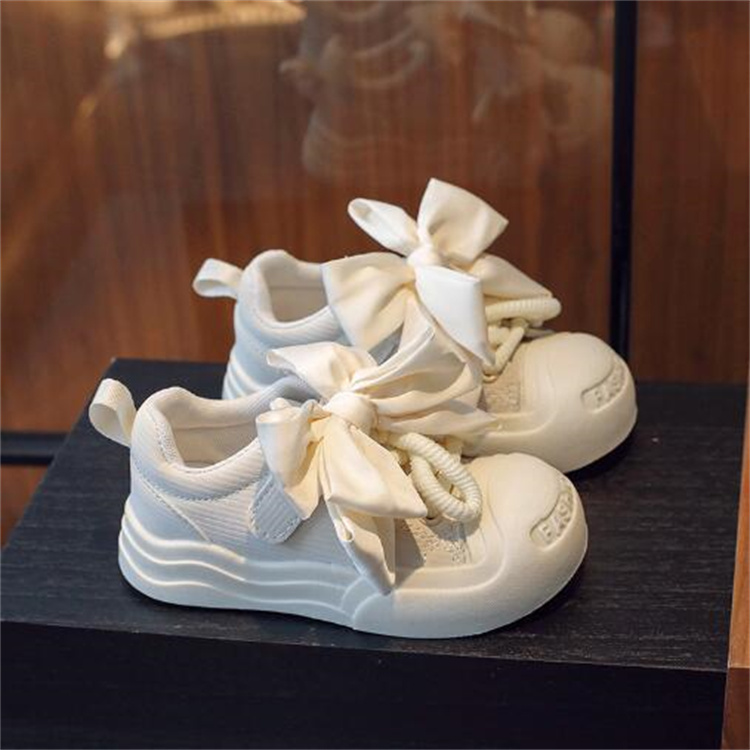 Athletic Outdoor Autumn New Style Kids Athletic Shoe Cute Bow Girl Baby Sneakers Outdoor Children Sports Shoes White Skateboarding Shoes H241223