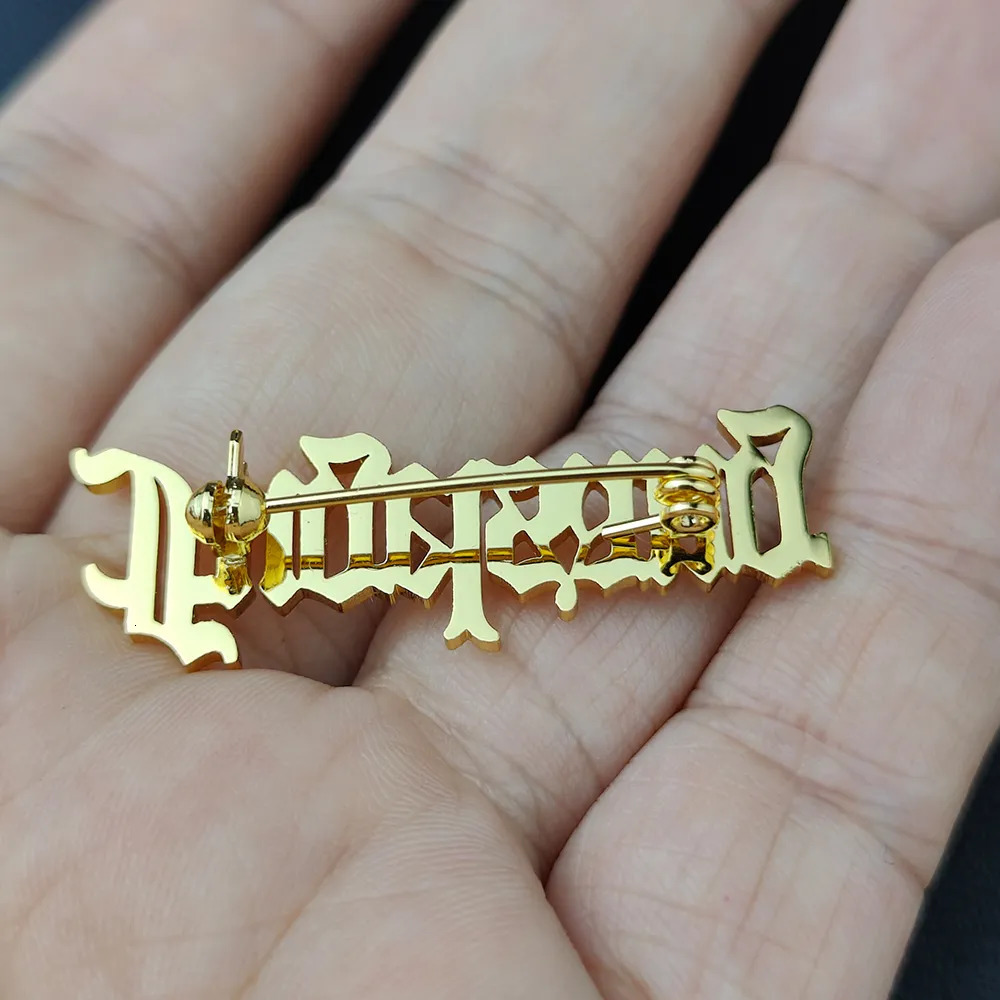 Pins Brooches Custom Brooch Personalized Stainless Steel Name Nameplate Brooch Meeting Attendance Wedding Gift 231005