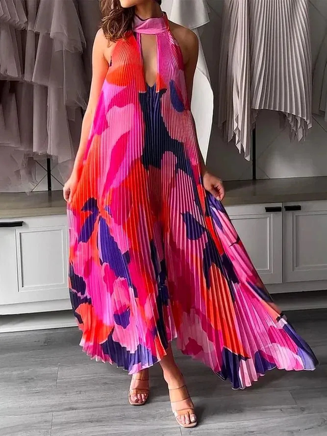 Basic Casual Dresses Elegant V neck Print Long Sleeve Dress For Women Patchwork Split Maxi 2023 Summer Autumn Chic Vacation Holiday Vestidos 231005