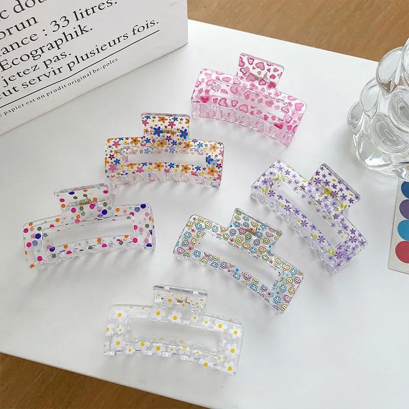 Hair Clips Barrettes Transparent Floral Dot Large Claw Clip Sweets Crab for Girl Accessories Hairpin Women 231005