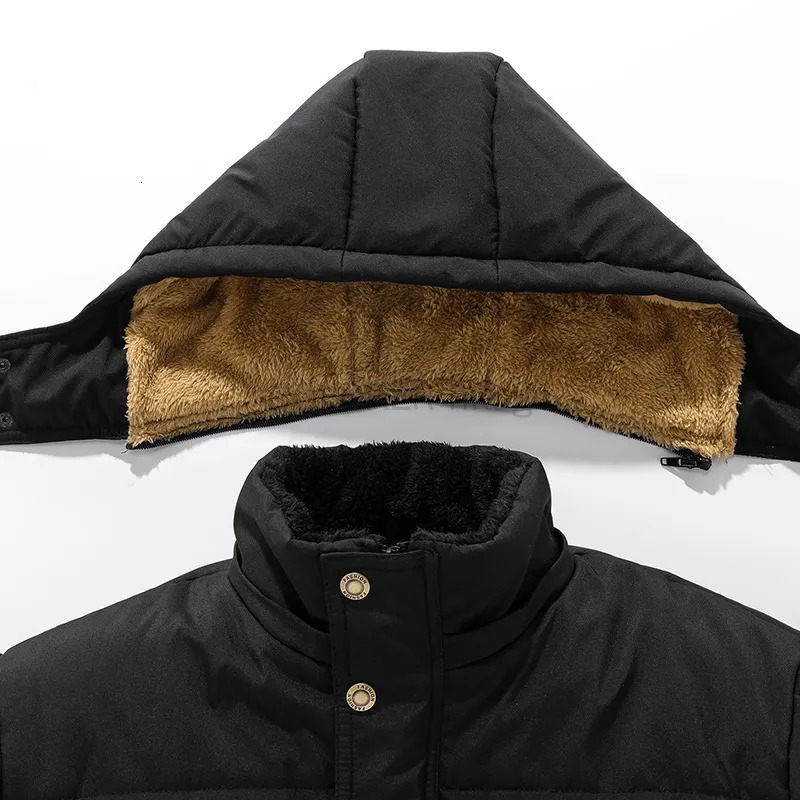 Men s Down Parkas Winter Jacket Erkek Mont Parka Fleece Lined Thick Warm Hooded Fur Collar Coat Male Size 5XL Black Autumn Outwear 231005