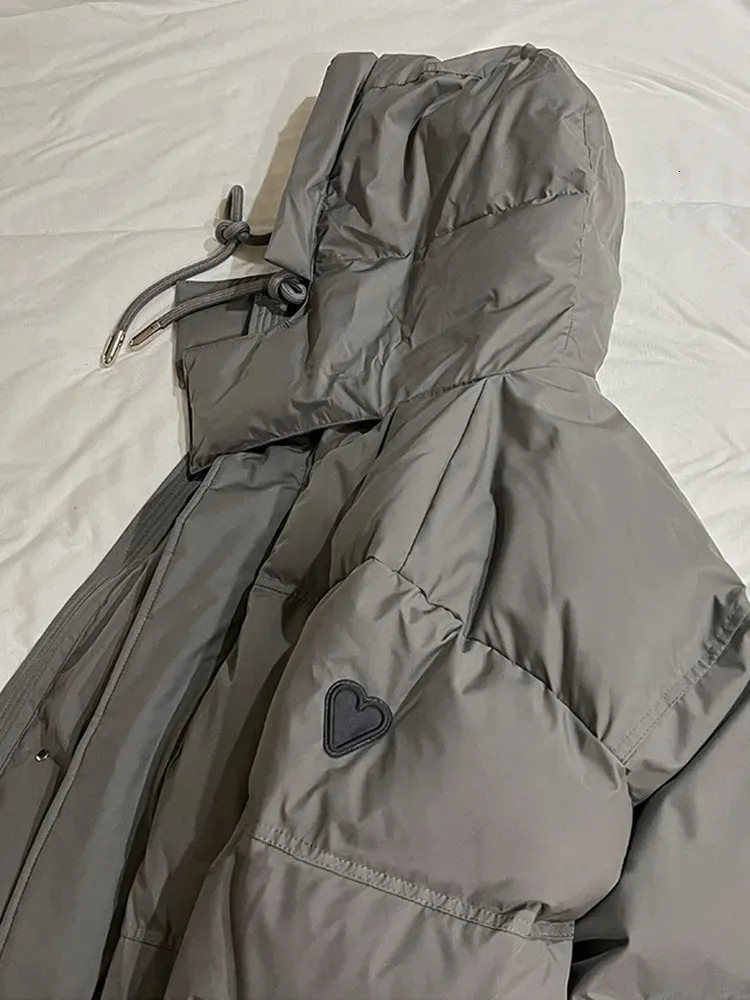 Women s Down Parkas Gery Cotton Jacket Women Hooded 2023 Winter Padded Coat Thick Warm Love Embroidery Loose Puffer Female Snow Outwear 231005