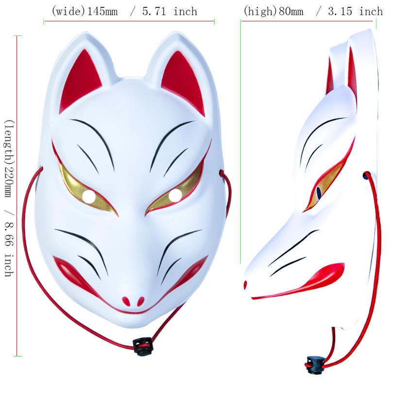 Kabuki Masquerade Masks Japanese Performance Carnival Kitsune Full Face Fox Masks Halloween Anime Face Covers Costume Accessories