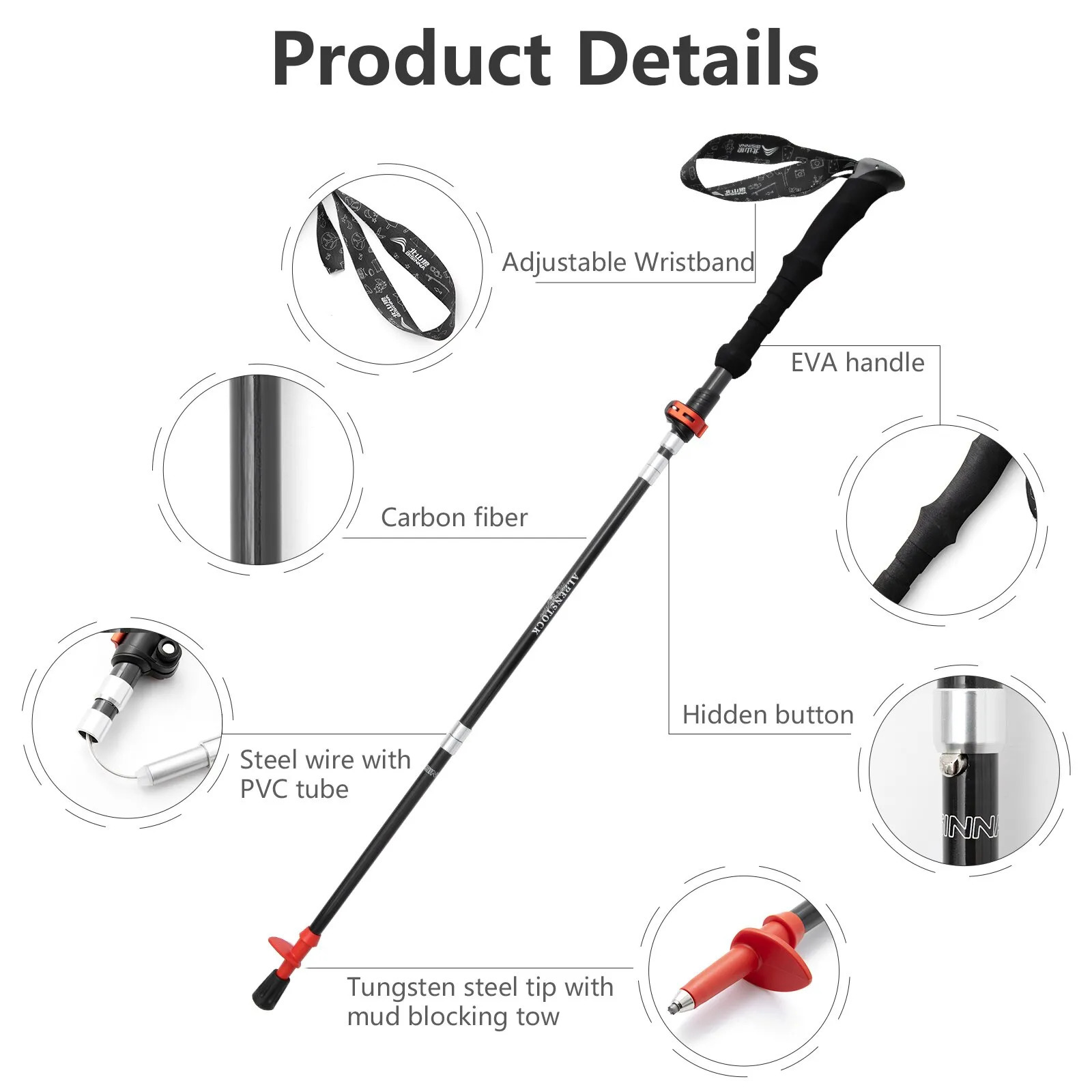 Trekking Poles BISINNA 1pcs2pcs Folding Carbon Fiber Collapsible Telescopic Sticks Lightweight Walking Stick Hiking Climbing 231005
