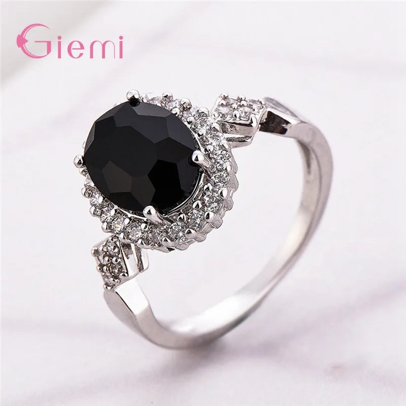 Wedding Rings 925 Sterling Silver Engagement Ring Section Rotation Curve Style Cubic Zircon For Women Girl 231005