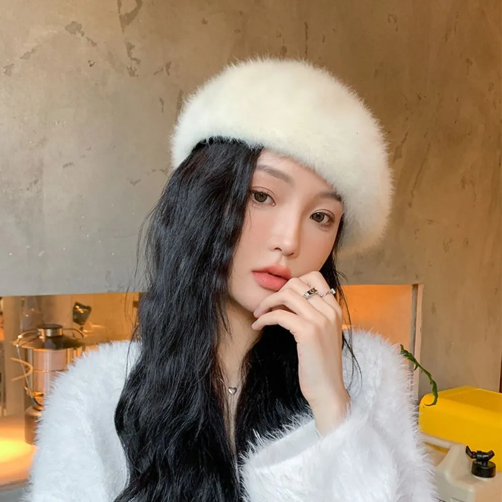 Berets Winter Wool Elegant Warm French Painter Hat Rabbit Artist Felt Women 231005