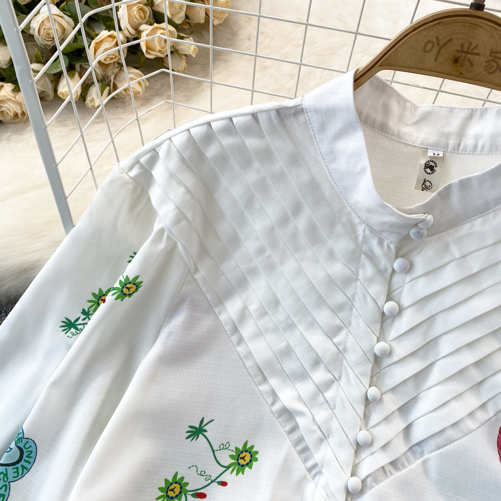 Two Piece Dress Autumn Runway Fashion Shorts Suit Women Stand Collar Puff Sleeve Floral Print Blouse Shirts Vintage Shorts 2 Pieces Set 2024