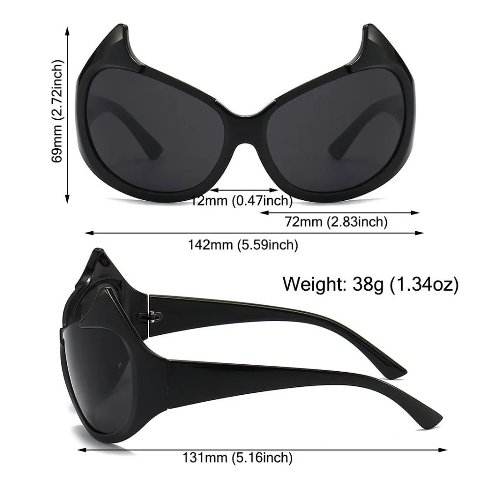 Sunglasses Frames Unique Gradient Sexy Hip Hop Devil Y2k Shades Cat Eye Sun Glasses 231005