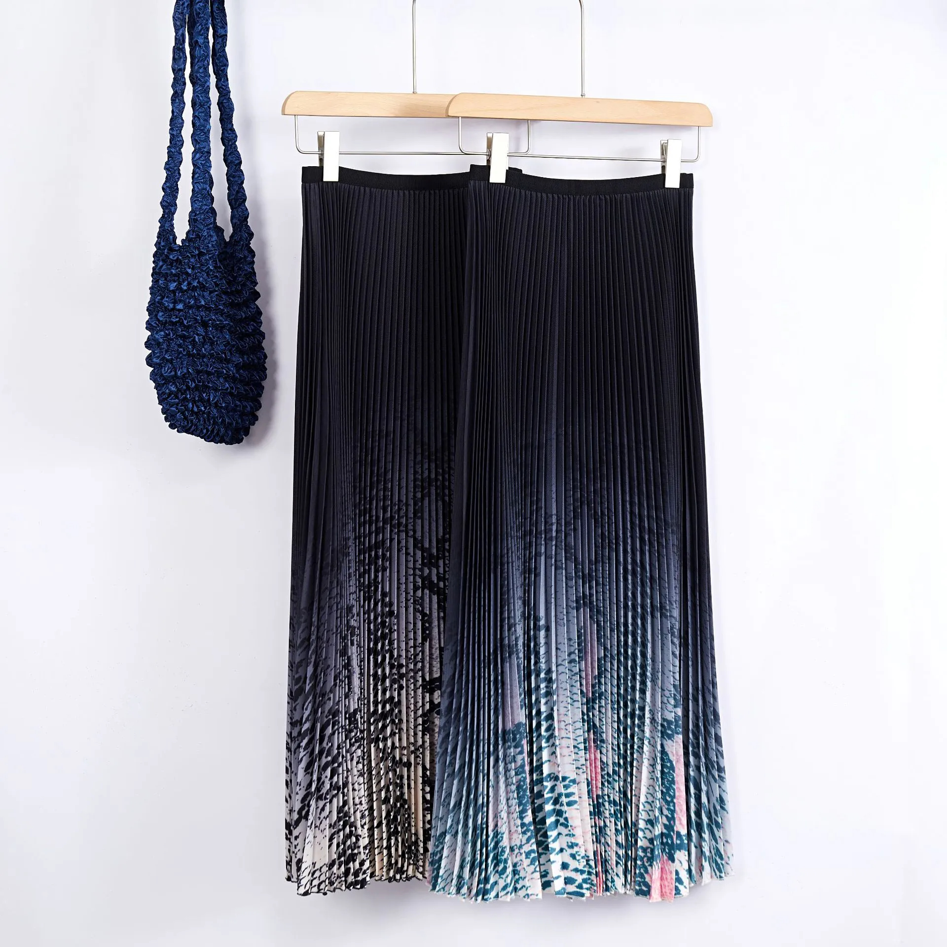 Two Piece Dress Skirt Suit Two Piece Set Fow Women High Collar Long Sleeve Leopard Print Stretchy Tops Elastic Waist Pleated Skirt Outfits 2024