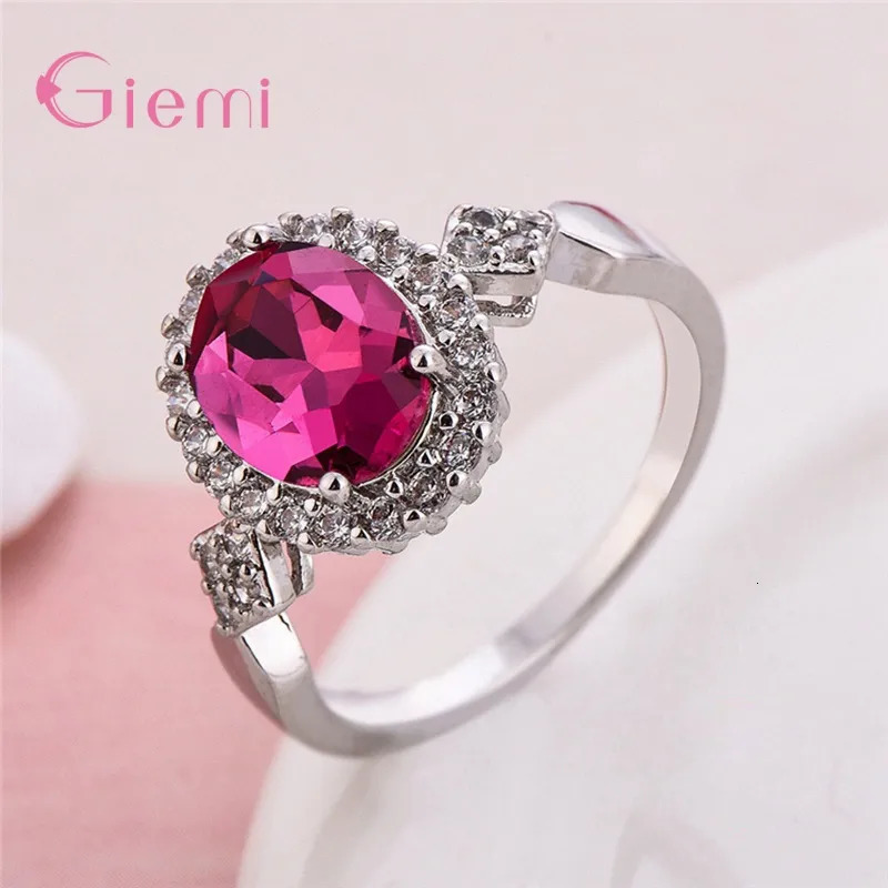 Wedding Rings 925 Sterling Silver Engagement Ring Section Rotation Curve Style Cubic Zircon For Women Girl 231005