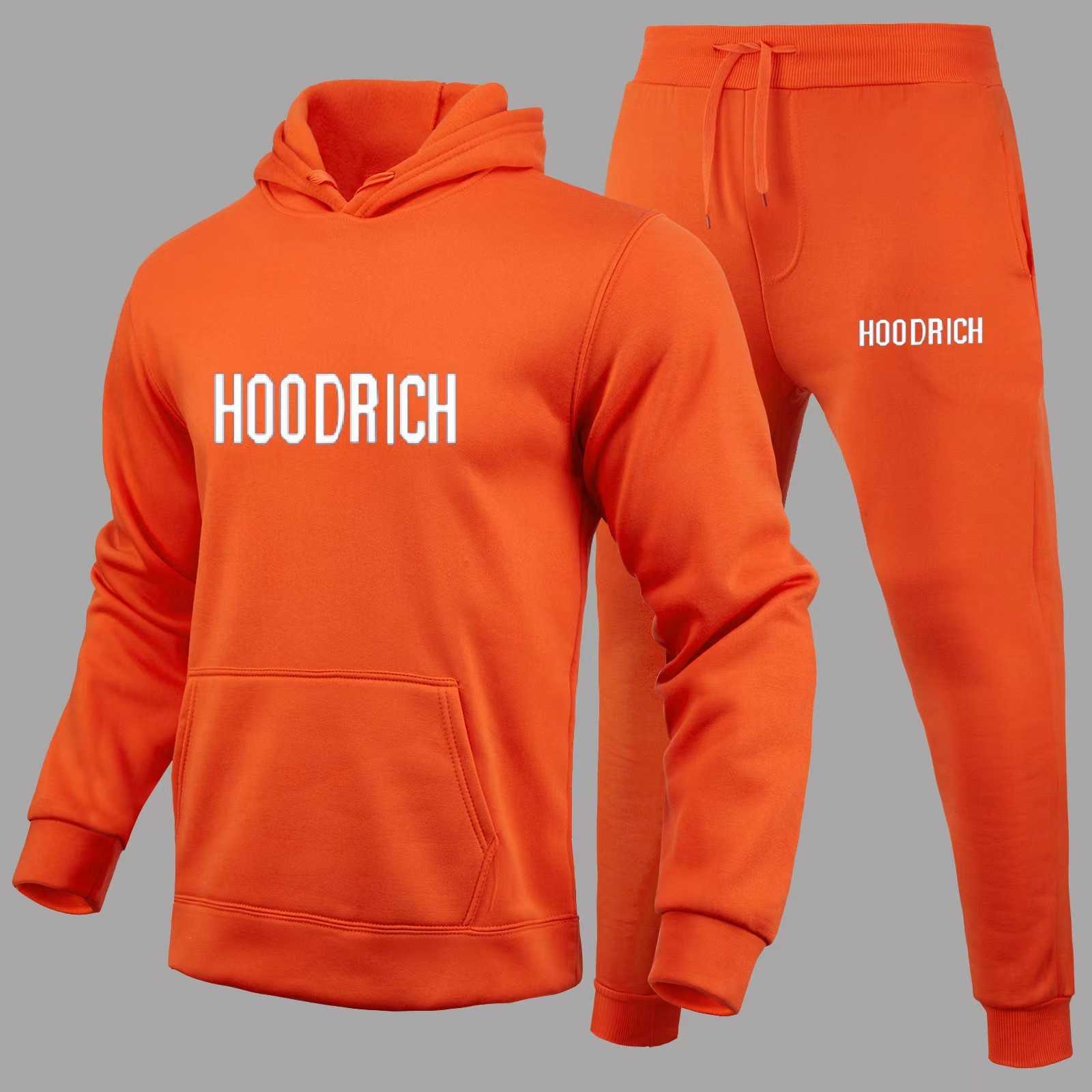 2023 Sports Hoodrich Tracksuit Letter Towel Embroidered Winter Sweatshirt Hoodie For Men Colorful Blue Solid Sweater Set w1