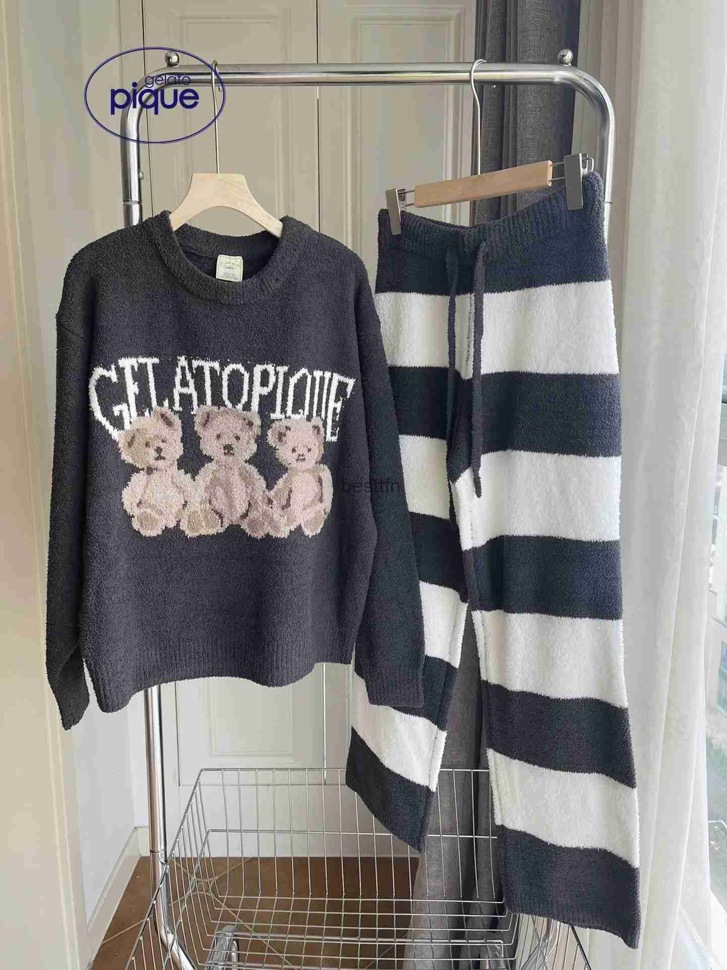 Women's Sleep Lounge Winter Pajamas Ladies Winter Room Wear Gelato Pique Pajamas Homewear Winter Pajamas Thickened WomenL231005