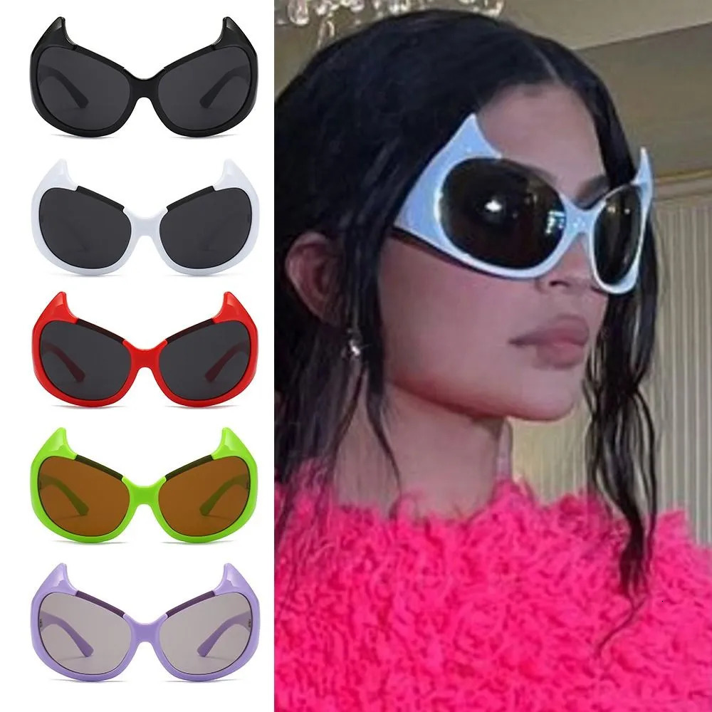 Sunglasses Frames Unique Gradient Sexy Hip Hop Devil Y2k Shades Cat Eye Sun Glasses 231005