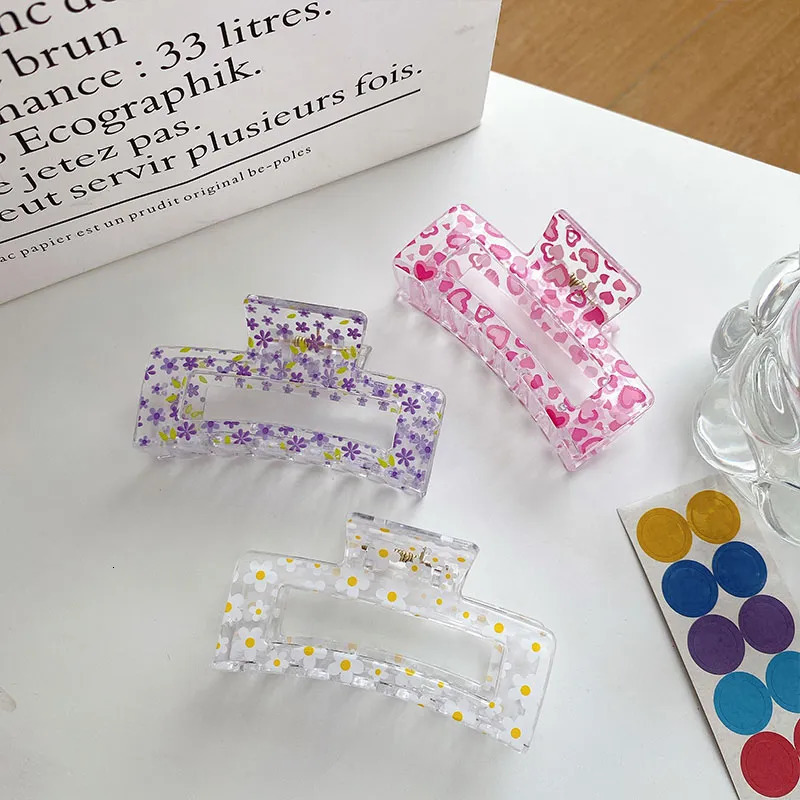 Hair Clips Barrettes Transparent Floral Dot Large Claw Clip Sweets Crab for Girl Accessories Hairpin Women 231005
