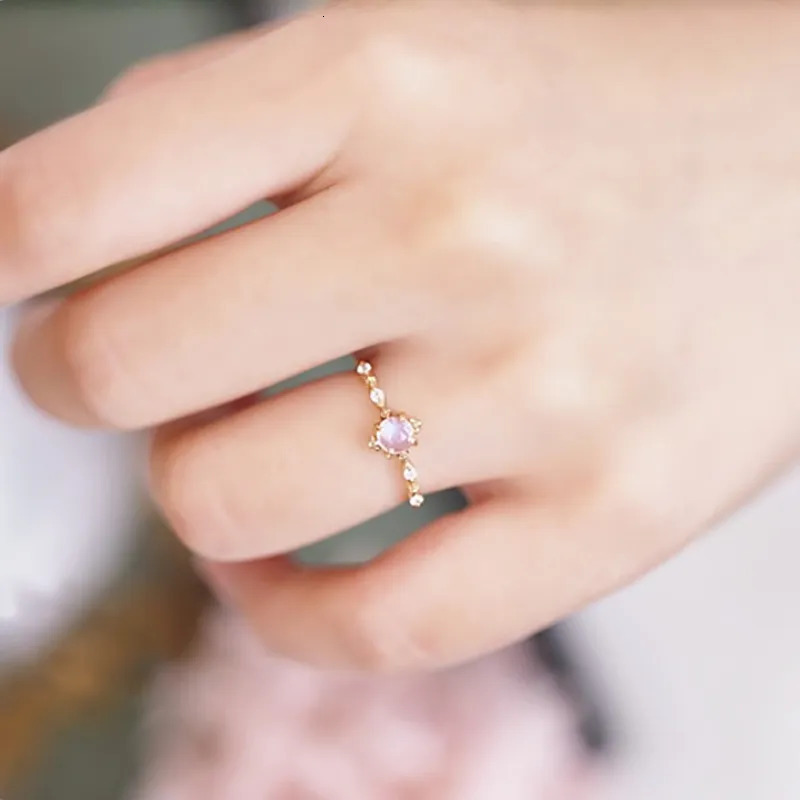 Wedding Rings Japanese Simple Charm Transparent Moonstone Ring Women 925 Sterling Silver Classic Versatile Birthday Jewelry Gift 231005