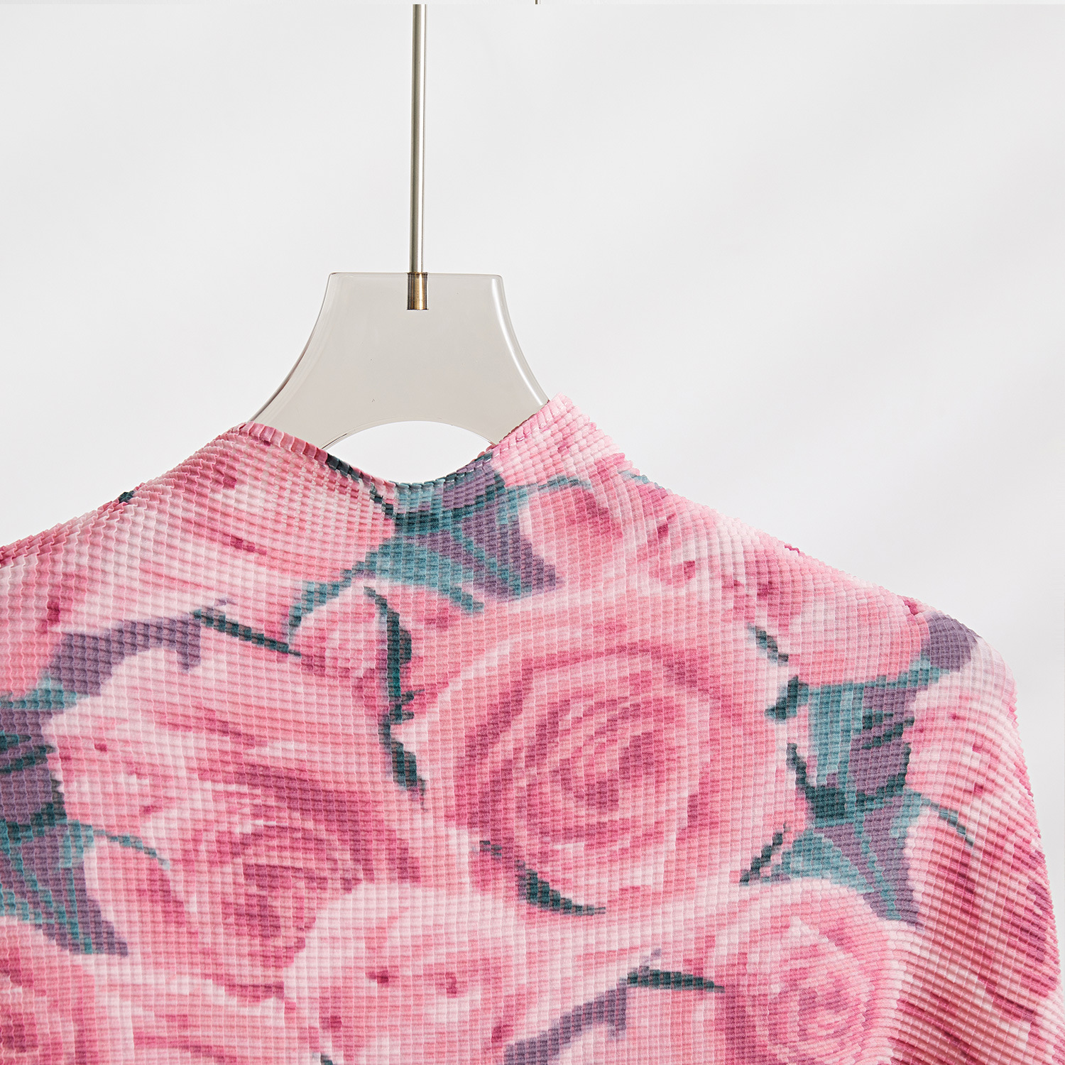 Two Piece Dress Autumn Pleated New Corn Fold Pink Flower Print Long Sleeve T-Shirt Fashion A-Line Pleated Skirt Set Two Pieces Suit 2024