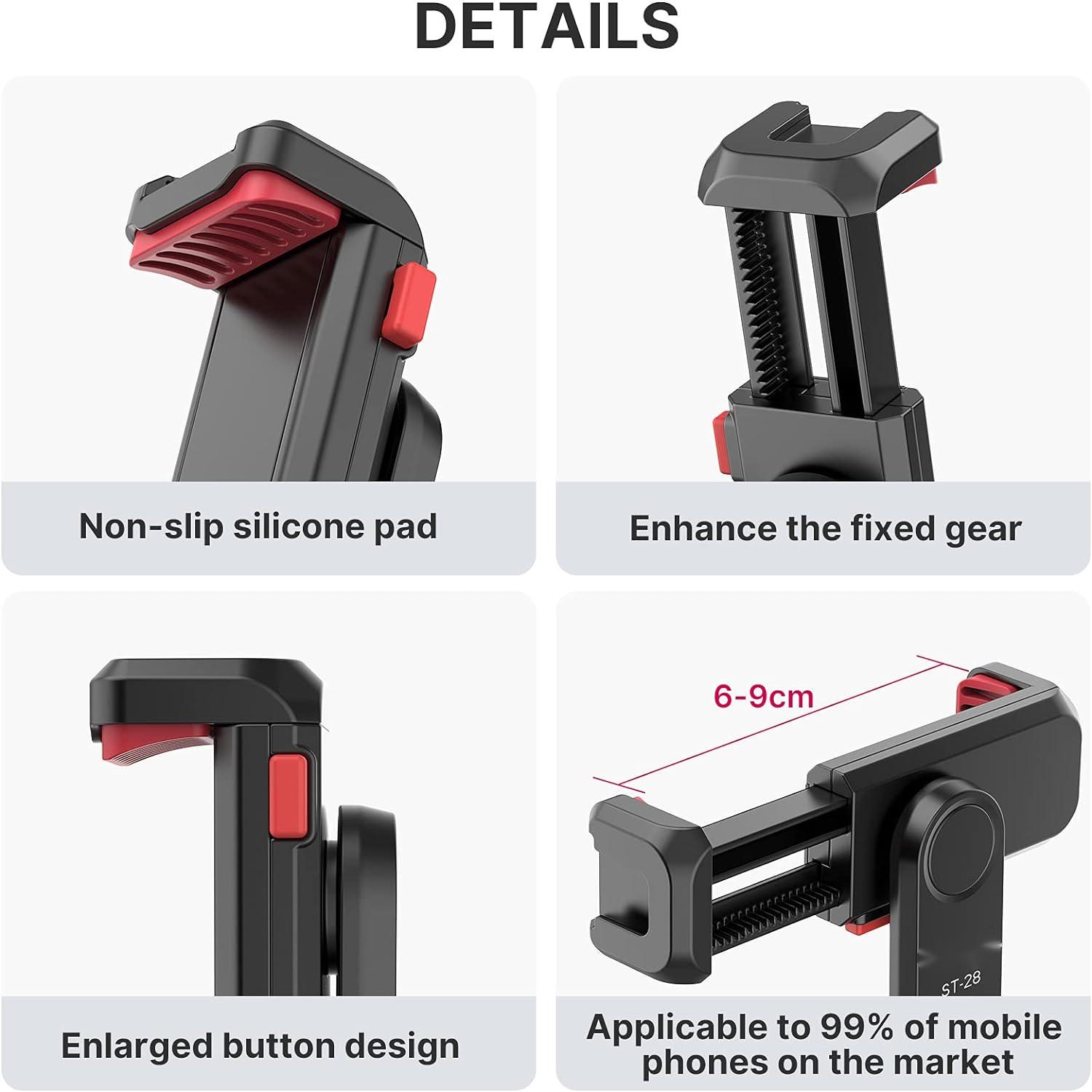 Camera Hot Shoe Phone Holder Clamp ST-06 Flexible Tripod Stand Mount Adapter 360 Rotates Adjustable Clip Selfie Stick Monopod Support for Micro Cell P
